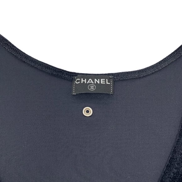 CHANEL Vintage CC Logo Velvet Long Dress Sleeveless Black Cotton [101427] - Picture 8 of 13